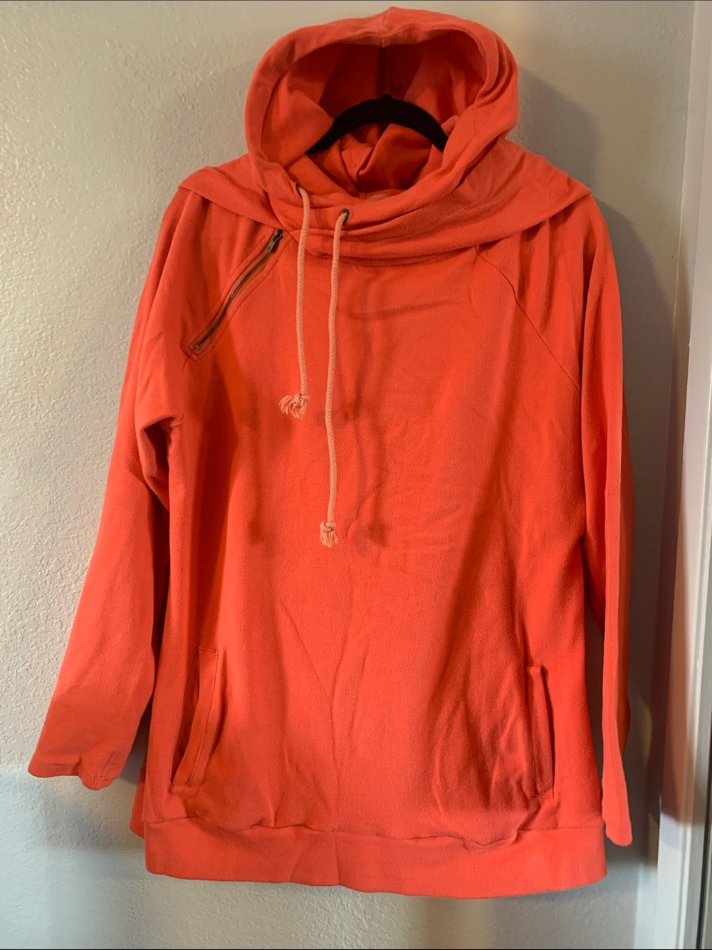 Ampersand Double Hooded Pullover Sweatshirt Coral 18/20 1x/2x